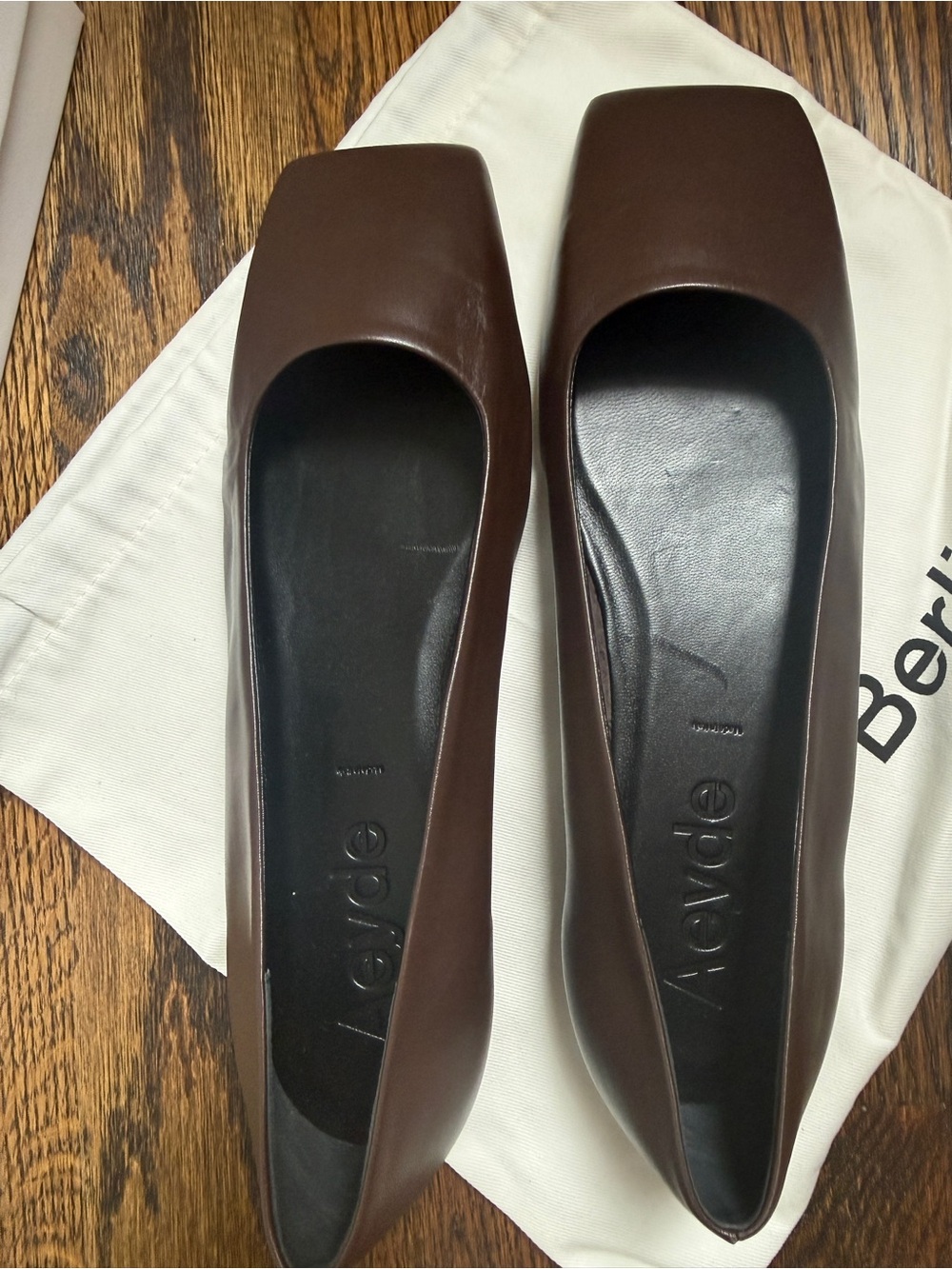Aeyde Brown Leather Square-Toe Ballet Flat Matti Napa leather ballet Sz 40 - Picture 8 of 12